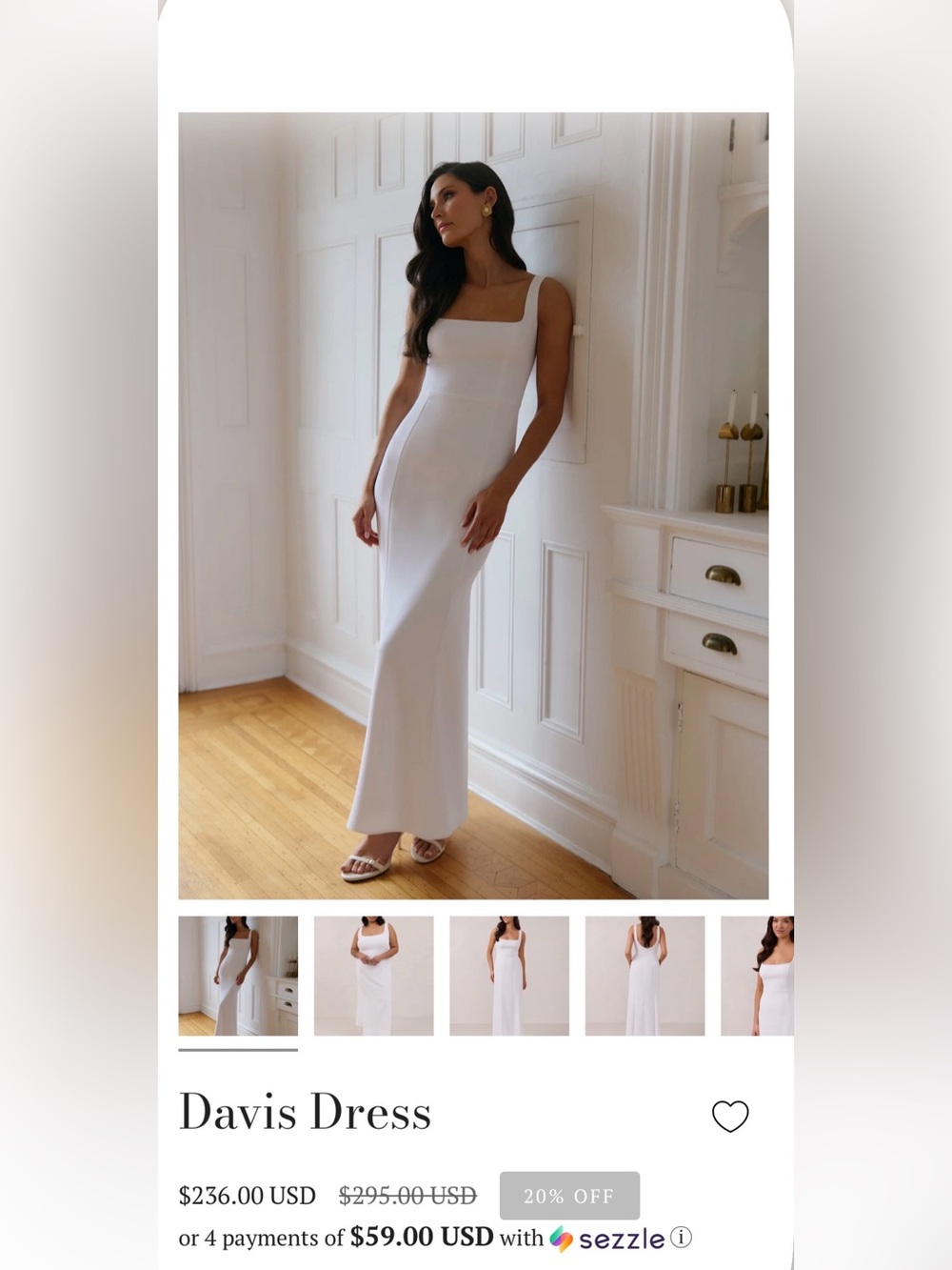 Park & Fifth White Square-Neck Maxi Dress